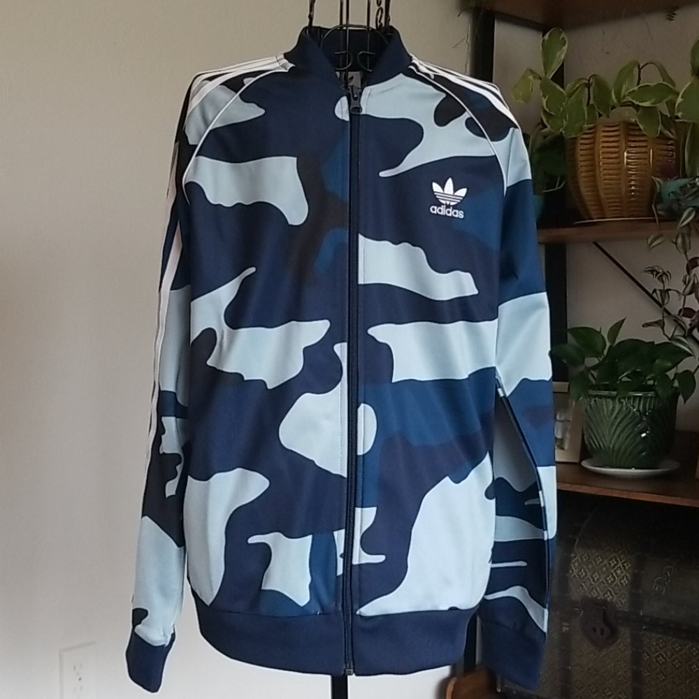 Adidas blue camo jacket size 14Y